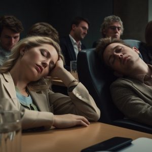 people are falling asleep at a boring meeting
