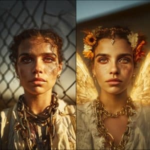two panel diptych portrait carré