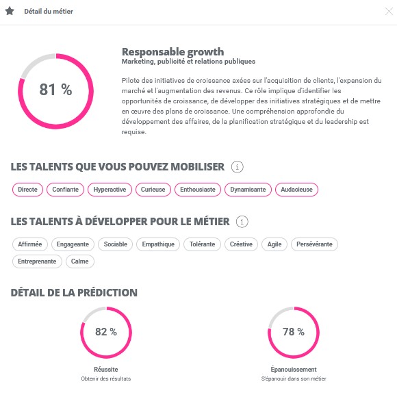 détail de la prédiction métier assessfirst 1