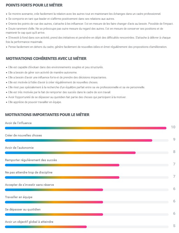 détail de la prédiction métier assessfirst 2